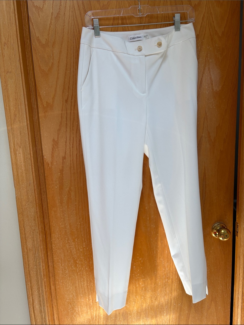 Calvin Klein White Slim Tapered Dress Pants